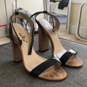 Black cork heels